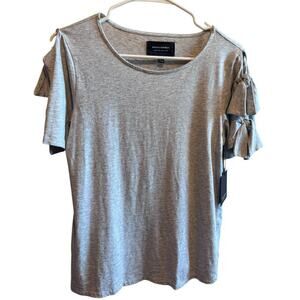 Banana Republic Gray Bow Sleeve Limited Edition Short Sleeve Shirt Top Sz XS